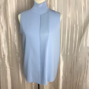 VINCE Laser Cut Sleeveless Turtleneck Top